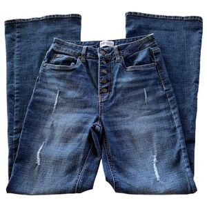 American Rag Off The Rack Button Fly Wide Leg Distressed Jeans 26 Junior 5